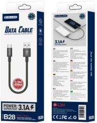 Jellico kábel B28 USB-C 3.1A 0.3M Fekete