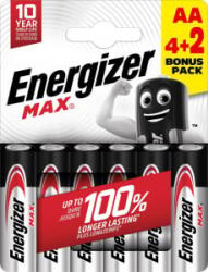 Energizer Max E91 B6 4+2 AA ceruza elem (E303328500) (E303328500)