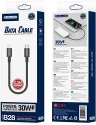 Jellico kábel B28 USB-C - Lightning PD 30W 0.3M Fekete