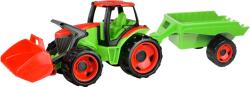 LENA Homlokrakodós traktor pótkocsival, piros-zöld (2136)