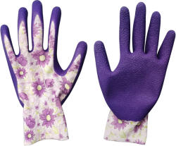 Extol mănuși de grădină, model floral, poliester, dimensiunea 7 palmier și vârful degetelor înmuiate în latex, manșetă cauciucată, Extol Lady