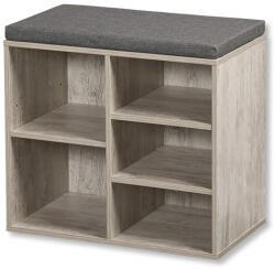 KESPER 15911 Cipőtartó ülőpárnával, szürke-fehér, 51, 5 x 48 x 29, 5 cm