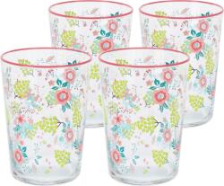 4-Home Flowers & Fruits 4 db-os pohárkészlet 510 ml, rózsaszín, rózsaszín