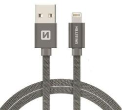 SWISSTEN 71523302 USB-A apa - Lightning apa 2.0 Adat és töltőkábel - Szürke (2m) (71523302) (71523302)