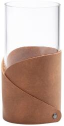 LIND DNA Váza FOLD NUPO 15 cm, természetes, bőr / üveg, LIND DNA (LIND983661)