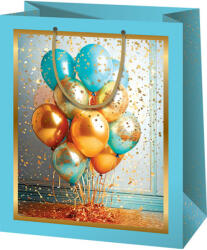 Cardex Cardex: Kék-arany lufis exkluzív közepes méretű ajándéktáska 18x10x23cm (49272) - jatekshop