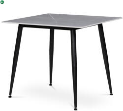 Artium Szürke Márványhatású Kerámia Asztal Fekete Fém Lábbal. 80x80 cm. HT-398M_WT