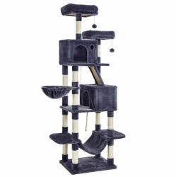FEANDREA Luxus Macskafa 206 cm Füstszürke Plüss Többszintes Játszótorony (EUZ-PCT190G01)