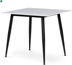 Artium Fehér Márványhatású Kerámia Asztal Fekete Fém Lábbal. 80x80 cm. HT-398M_WT