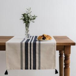  Napron masa 50x150cm cu dungi si ciucuri, Tereza Bleumarin Fata de masa