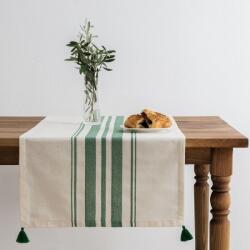  Napron masa 50x150cm cu dungi si ciucuri, Tereza Verde Fata de masa