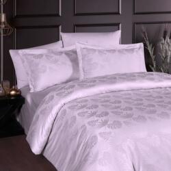 First Choice Lenjerie de lux pat dublu jacquard satin 6 piese, First Choice, Nichol Lila cu frunze Lenjerie de pat