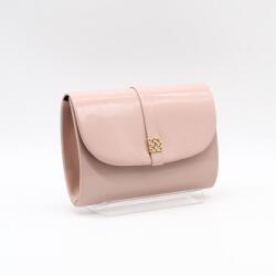 Kalet púder lakk / arany díszes ráhajtós női rostbőr alkalmi táska