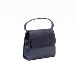 Terazo sötétkék lakk / velúrmintás női rostbőr alkalmi kézi / válltáska