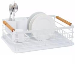Kinghoff Suport vase otel cu tava detasabila Kinghoff KH1730, scurgator detasabil pentru tacamuri, alb Uscator vase