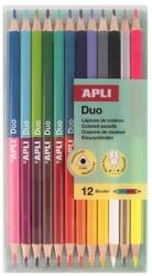 APLI Színes ceruza készlet, kétvégű, háromszögletű, APLI "Duo", 24 különbözõ szín (12 db) (LCA20081D)