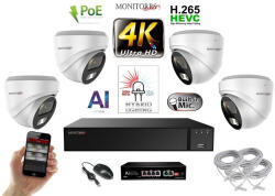  MS - AI Hybrid Light IP kamerarendszer 4 kamerával switchel 8 Mpix WD - 6481k4B