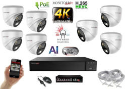  MS - AI Hybrid Light IP kamerarendszer 7 kamerával switchel 8 Mpix WD - 6481k7B