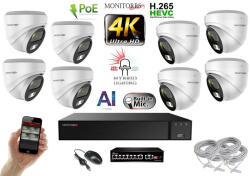  MS - AI Hybrid Light IP kamerarendszer 8 kamerával switchel 8 Mpix WD - 6481k8B