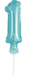  Kék 1-es Light Blue szám fólia lufi tortára 13 cm (MLG113723)