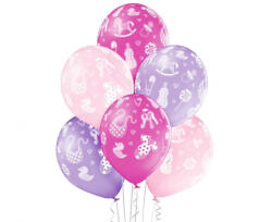  Rózsaszín Baby Girl léggömb, lufi 6 db-os 12 inch (30cm) (MLG002942) - oliviashop
