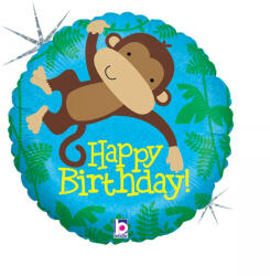  Happy Birthday Monkey Buddy Holo fólia lufi 46 cm (GBB36148H) - oliviashop