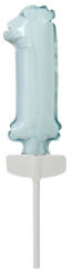 Pastel Blue, Kék 1-es szám fólia lufi tortára 13 cm (DPA9912704)