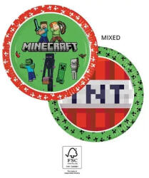  Minecraft Green papírtányér 8 db-os 23 cm FSC (PNN95441) - oliviashop