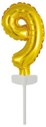 Gold, Arany 9-es szám fólia lufi tortára 13 cm (DPA9912683) - oliviashop
