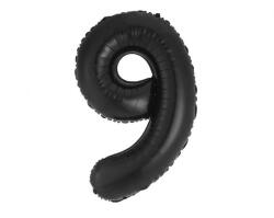  Fekete 9-es B&C Matt Black szám fólia lufi 85 cm (MLG189087) - oliviashop
