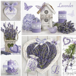  Levendula Collage szalvéta 20 db-os 33x33 cm (PKK032538) - oliviashop