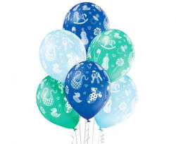 Kék Baby Boy léggömb, lufi 6 db-os 12 inch (30cm) (MLG002928) - oliviashop
