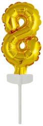  Gold, Arany 8-as szám fólia lufi tortára 13 cm (DPA9912682)