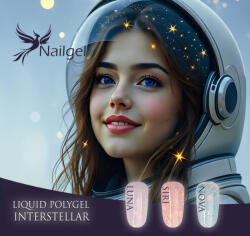  Liquid Polygel INTERSTELLAR 3 darabos kollekció tégelyben, ajándék Liquid Polygel effect margarétával