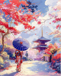 Figured Art Set pictura pe numere, cu sasiu, Gradina japoneza toamna, 40x50 cm (FA10565-Y)