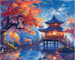Figured Art Set pictura pe numere, cu sasiu, Pagoda in noaptea de toamna, 40x50 cm (FA10553-Y)