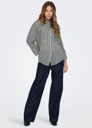 Jacqueline de Yong JdY, Bő fazonú csíkos pamuttartalmú ing, Fehér, Tengerészkék, S (15324978-NAVY-BLAZER-CLOUD-DANCER-S)