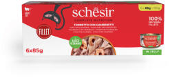 Schesir 6x85g Schesir Complete Nutrition Filet tonhal & garnéla aszpikban nedves macskatáp
