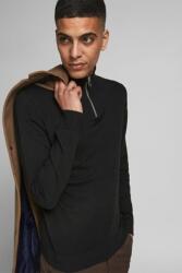 JACK & JONES Jack & Jones, Garbónyakú pulóver rövid cipzárral, Fekete, M (12189339-BLACK-M)