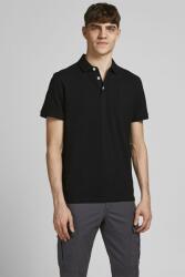 JACK & JONES Jack & Jones, Paulos galléros szűk fazonú organikuspamut póló, Fekete, L (12136668-BLACK-L)