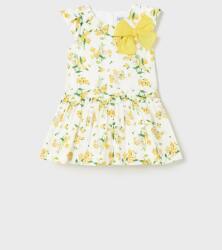 Mayoral Mayoral, Virágos bővülő ruha masnis rátéttel, Fehér, Sárga, 68 CM (1958-038-6M)