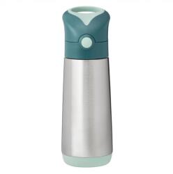 b.box B. BOX hőszigetelő palack, szívószállal, rozsdamentes dupla falú, könnyen nyitható fedél, Emerald Forest, 500ml