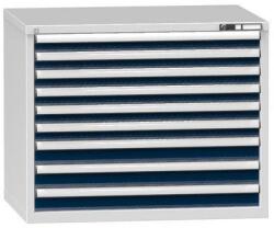 POLAK Műhely fiókos szekrény ZG, 9 fiókos, 840 x 1037 x 753 mm, szürke/sötétkék