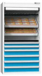 POLAK NC szekrény redőnnyel 54x27D felszereléssel, 12-es variáció, szürkéskék