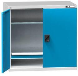 POLAK Fém műhelyszerszámos doboz SK1, 1000 x 1044 x 625 mm, 2 polc és 1 fiók, szürke/kék