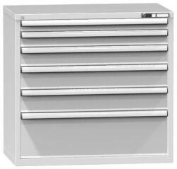 POLAK Fiókos szekrény ZC4, 1037 x 600 x 990 mm, szürkésszürke