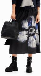 DESIGUAL DESIGUAL, Virágmintás midi szoknya, Fekete, Levendulakék, Optikai fehér, M (24WWFW26-2000-M)