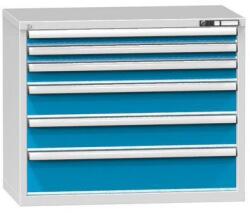POLAK Műhely fiókos szekrény ZC, 850 x 1037 x 600 mm, 6 fiókos, szürke/kék