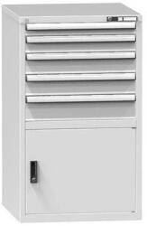 POLAK Műhely fiókos szekrény ZB, 1215 x 731 x 753 mm, 5 fiók, 1 szekrény, szürke/szürke