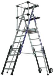 Tubesca-Comabi Sherpascopic mobil összecsukható létra dobogóval, 7 fokos